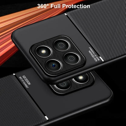 For Redmi K70 Ultra Classic Tilt Strip Grain Magnetic Shockproof PC + TPU Phone Case(Red)