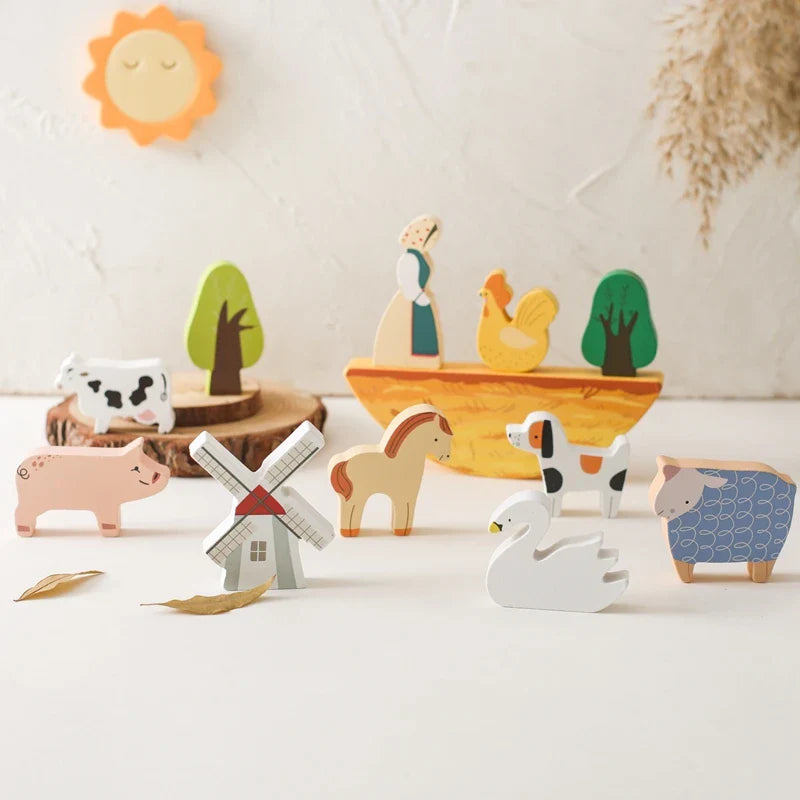 Wooden Farm Animal Montessori Set