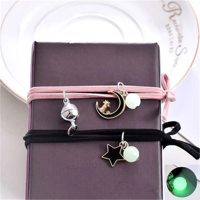 Luminous Beads Star Couple Bracelets For Women Men Charm Cat Flower Heart Key Lock Cross Matching Bracelets