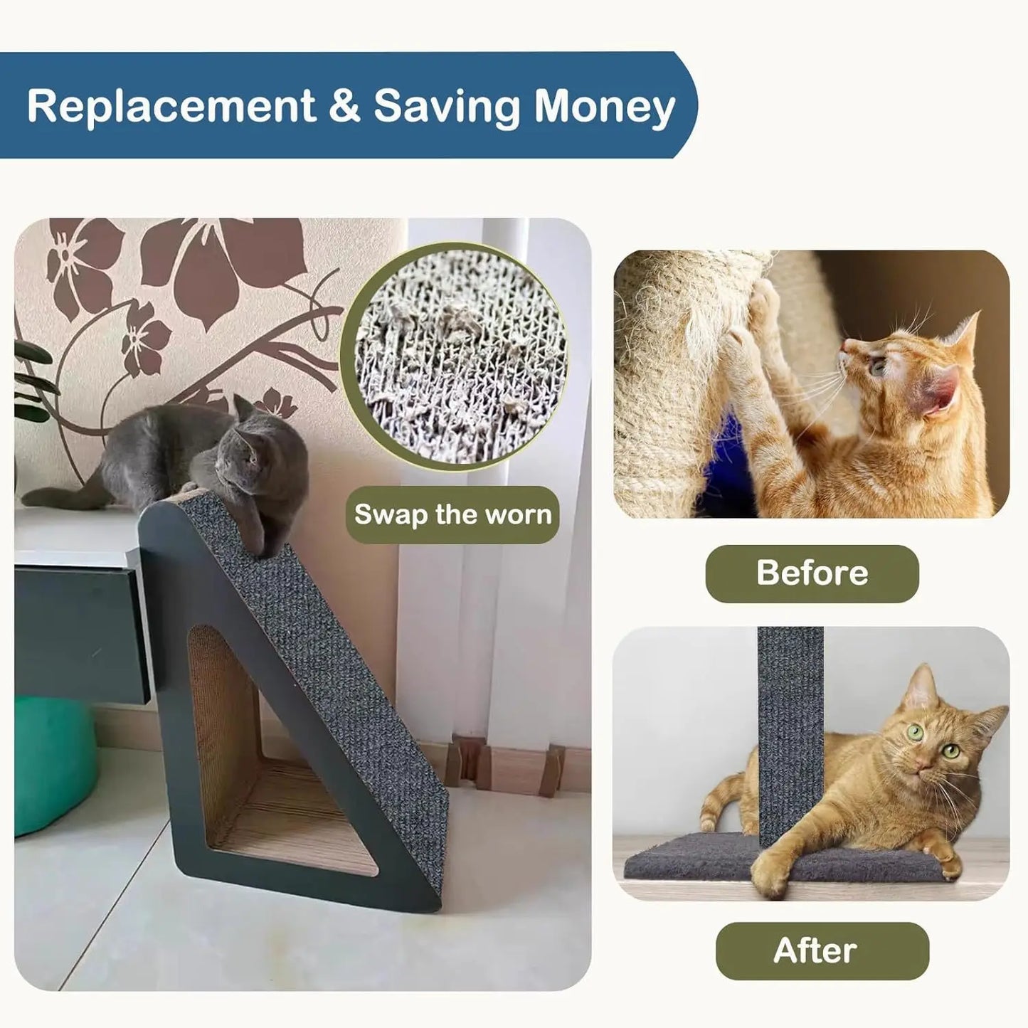 Self-Adhesive Cat Scratch Protector – Trimmable Carpet Mat for Sofa and Wall, Anti-Scratch Furniture Guard