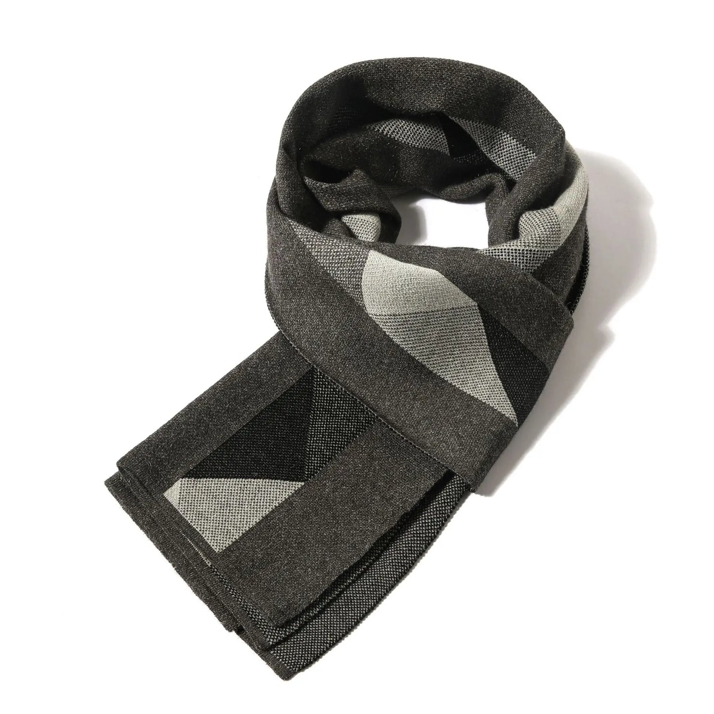 High Quality Wool Blend Scarf Men Thick Versatile Stripe Cashmere Muffler