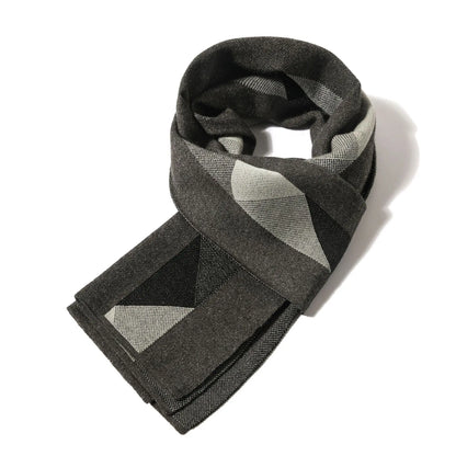 High Quality Wool Blend Scarf Men Thick Versatile Stripe Cashmere Muffler