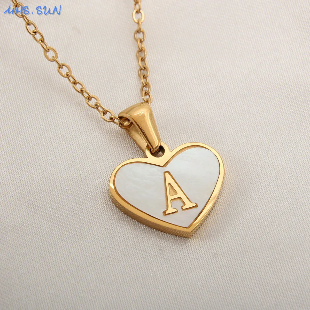 Heart Shell Initial Necklace