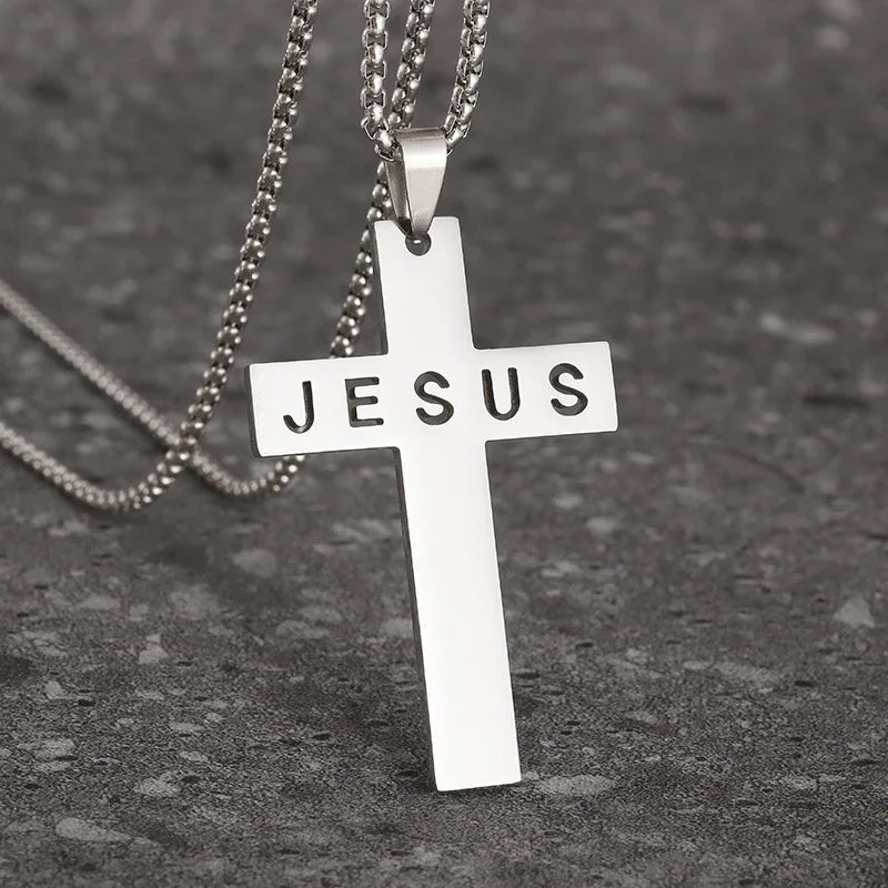 Men's Titanium Steel Stylish Trinity Cross Necklace
