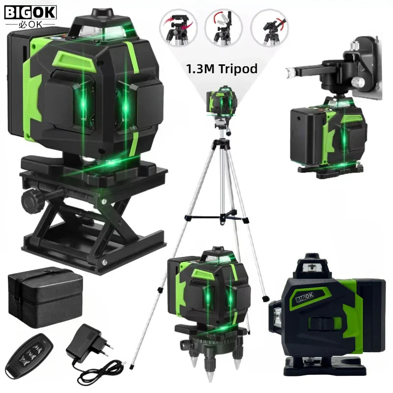 tripod/nivel a laser 16 Lines Laser profesional Level green line Self-leveling 360 autonivelant