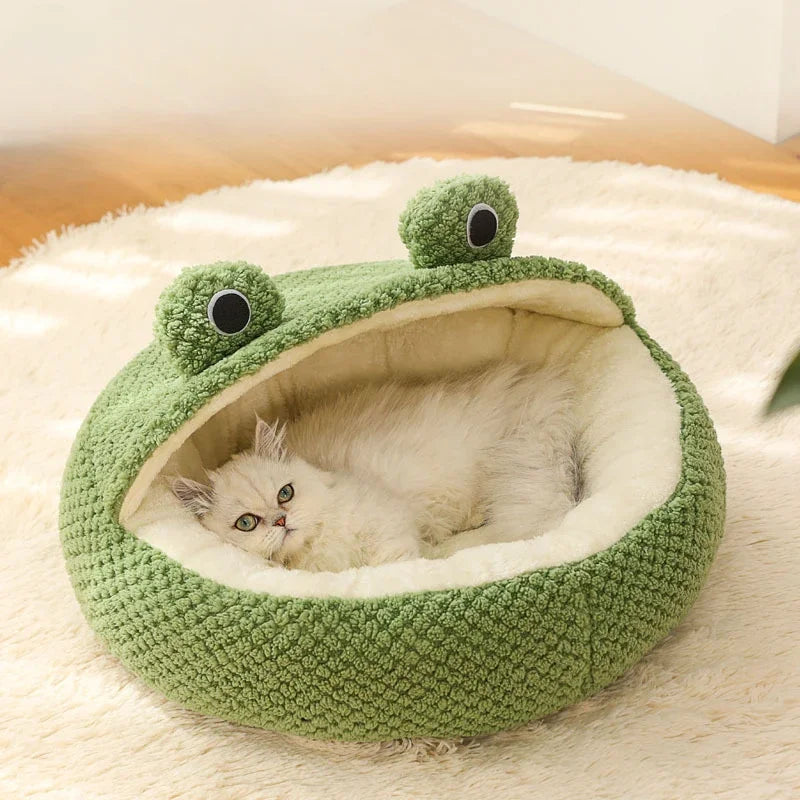Pet Cat Dog Nest Little Frog Series Warm Plush Mat Autumn Winter Pet House Full Package Nest For Small Cats Dogs Within 5KG