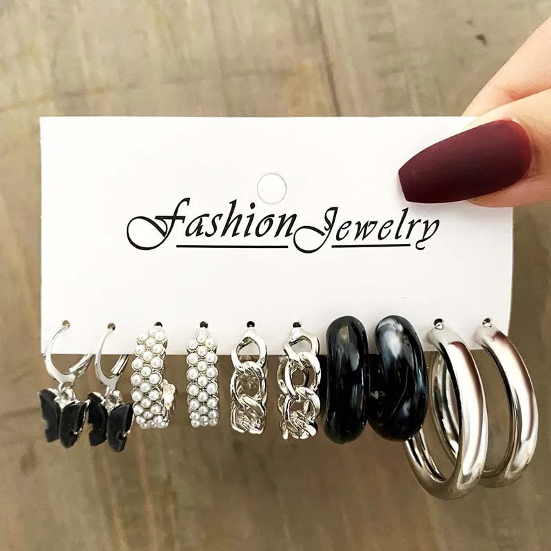 42 Pairs Gold Hoop Earrings Multipack for Women with Pearl Accents