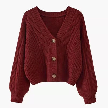 Women's Y2K Korean Style Loose V-Neck Knitted Cardigan