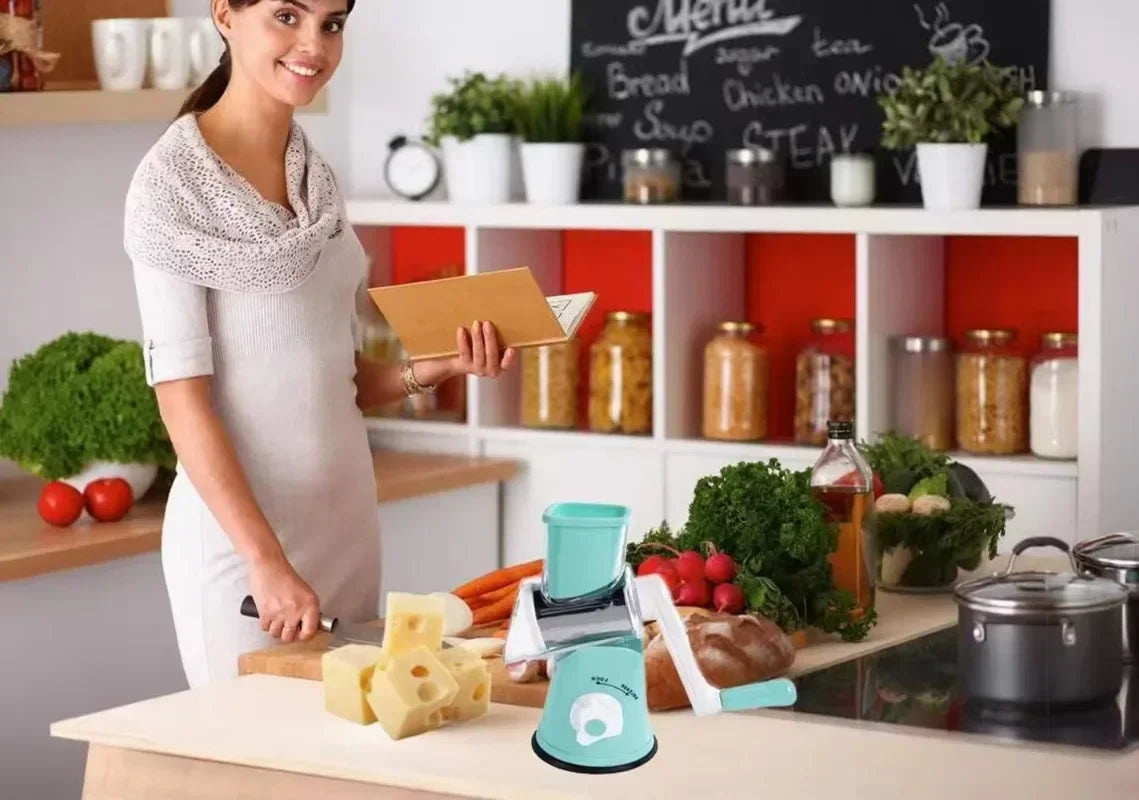 Manual Vegetable Slicer  Cheese Grater  with 3 Sharp Stainless Steel Drums