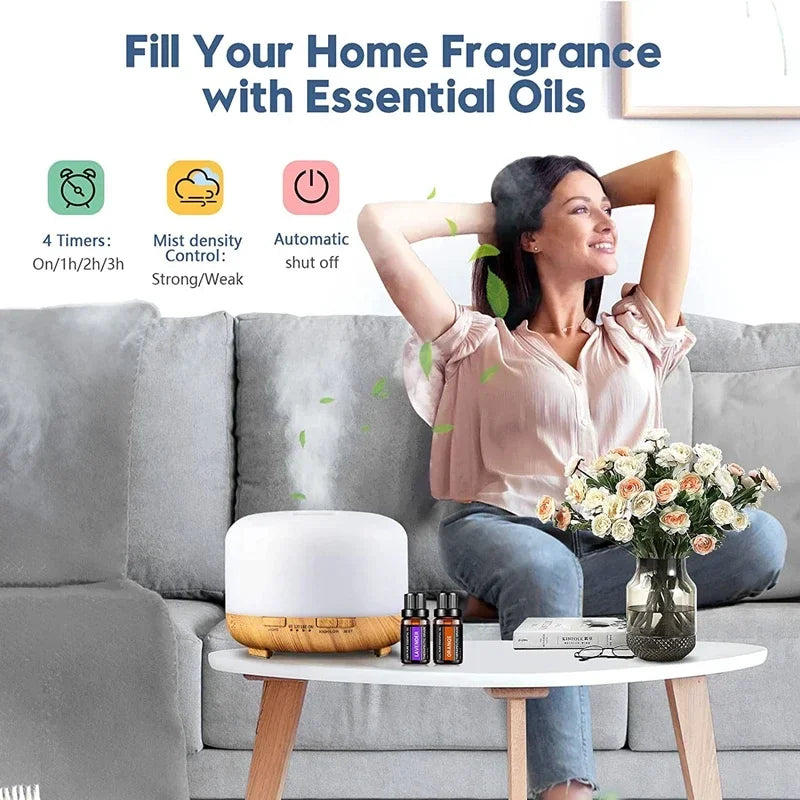 Mini Wood Grain USB Essential Oil Diffuser & Humidifier 500ml