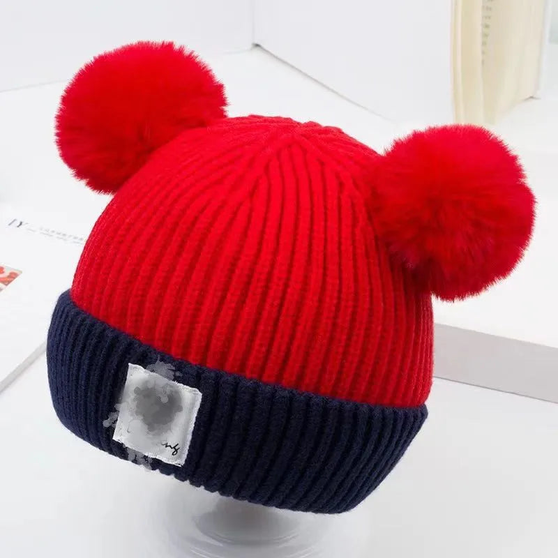 1Set Baby Hat Scarf Set Knitted Winter Hat Infant Toddler 1-5Y