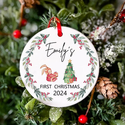 Personalized  Baby First Christmas Ceramic Ornament