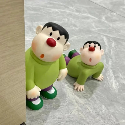 Anime Crayon Shin-chan Boochan Q version Kawaii Figure Model Toys Doll Mobile phone holder Collect Ornaments Gifts