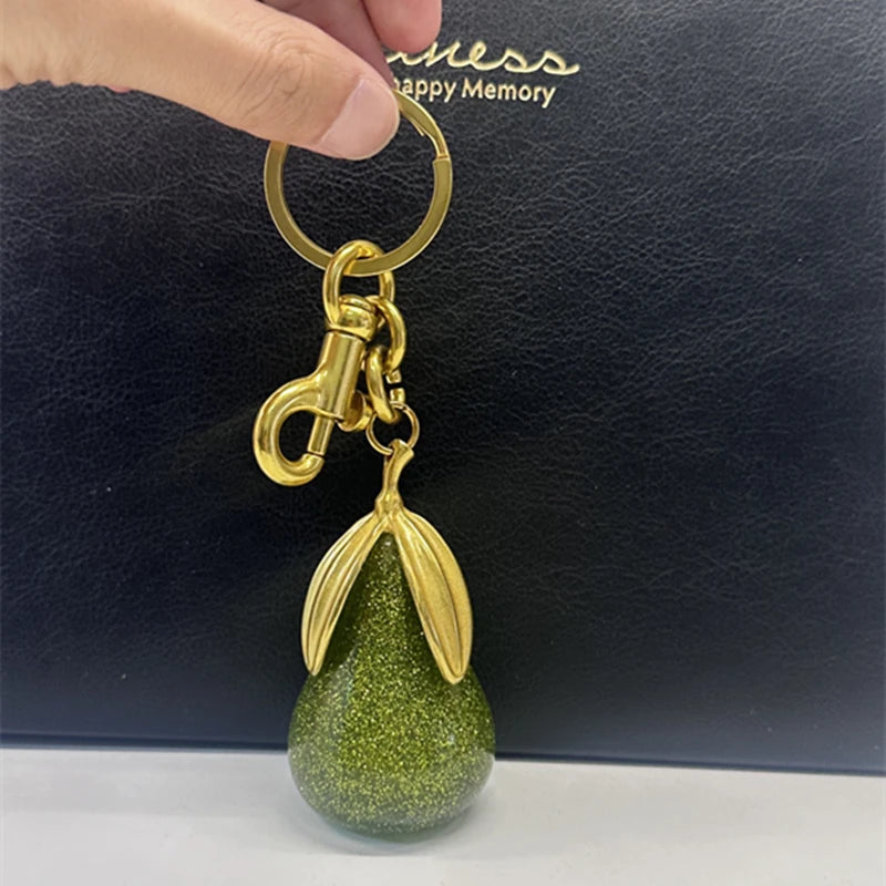 Bag Charm For Goyard Handbag Shoulder Bag Exquisite Crystal Green Pear Pendant Women's Keychain Accessories