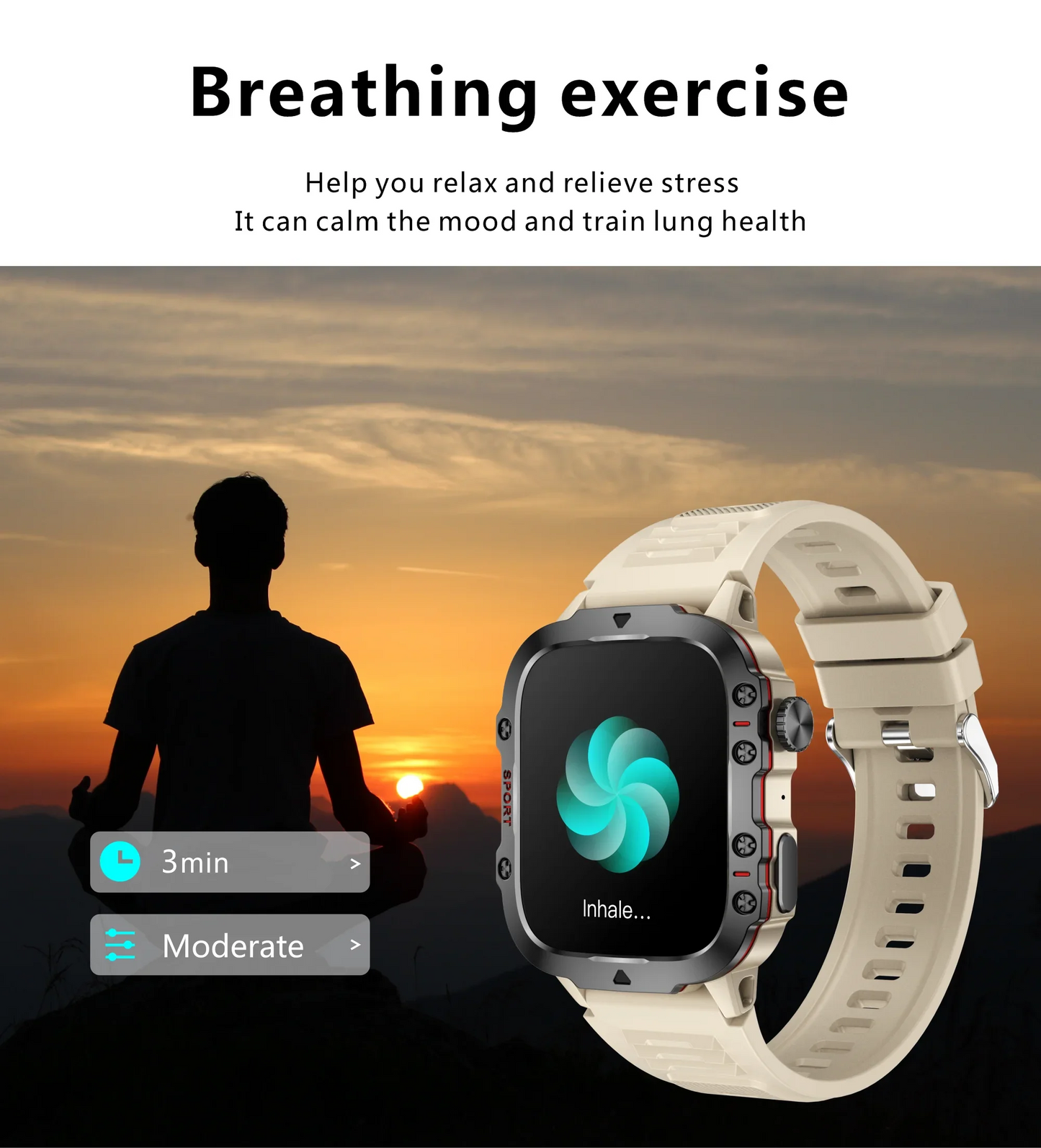 Rugged Outdoor Military Smartwatch for Men with GPS & Health Tracker