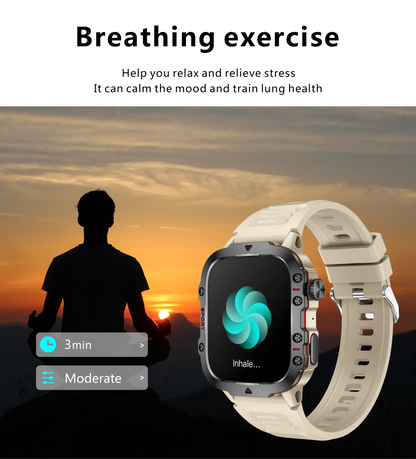 Rugged Outdoor Military Smartwatch for Men with GPS & Health Tracker