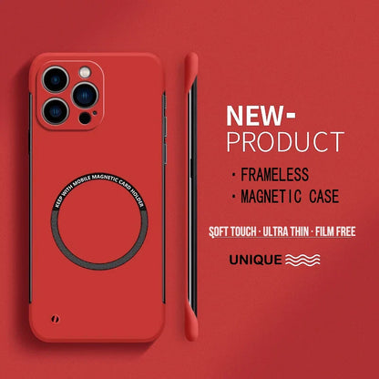 Ultra Thin Hard PC Magnetic Frameless Phone Case for iPhone 15 14 13 Matte Color Solid Cover