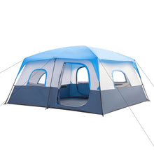 14-Person Camping Tent - 430x430x210cm - Durable Polyester & Fiberglass - Dark Blue and White