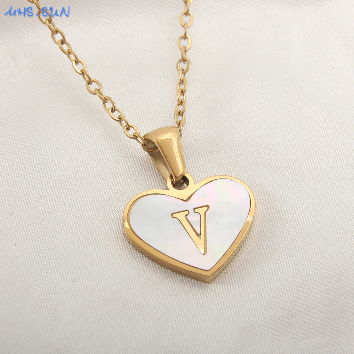 Heart Shell Initial Necklace