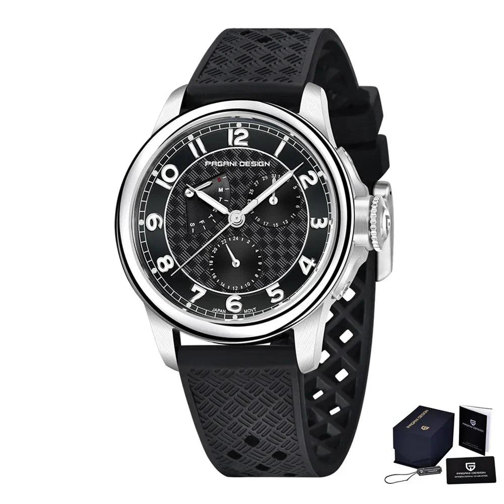 New Arrival 40mm Japan TMI VH88 Movt Sapphire Crystal Calendar 24 Hours 100M Waterproof Quartz Wristwatches for Men