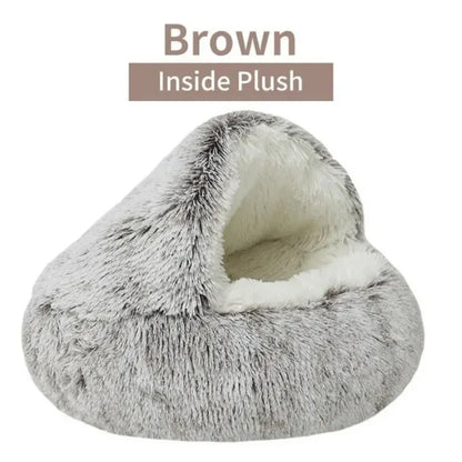 Soft Plush Round Cat Bed Pet Mattress Warm Comfortable Basket Cat Dog 2 in 1 Sleeping Bag Nest for Small Dogs