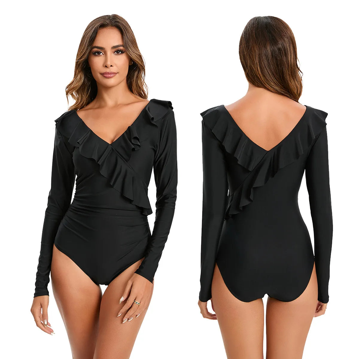 Surfing Long Sleeve Swimwear Print Bathing Suit Women
