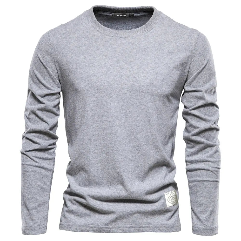 Men's Full Size Quarter Button Round Neck Long Sleeve T-Shirt Plus Size