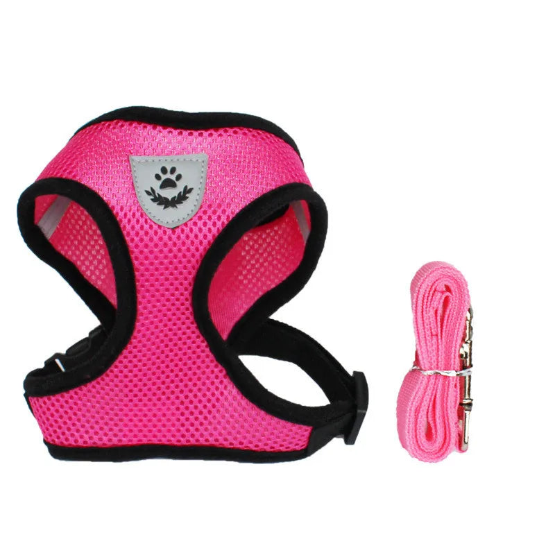 Cat Harness Vest Walking Lead Leash Collar Polyester - Adjustable  Pet Accessories