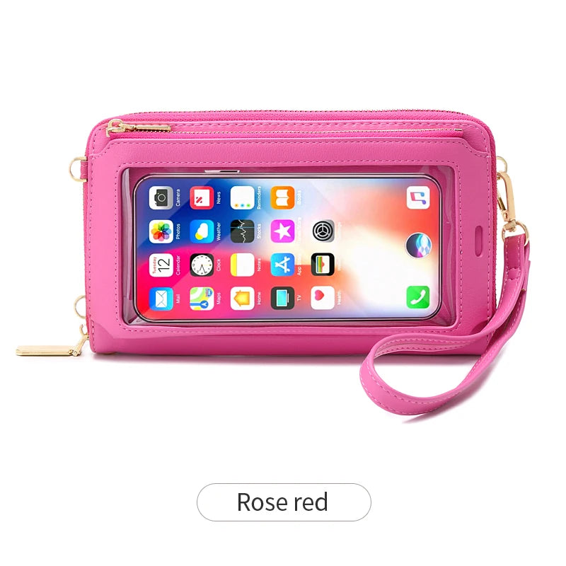 Xajzpa RFID Blocking Touch Screen Mobile Phone Bag, Functional Crossbody Long Wallet, Women's Mini Coin Purse