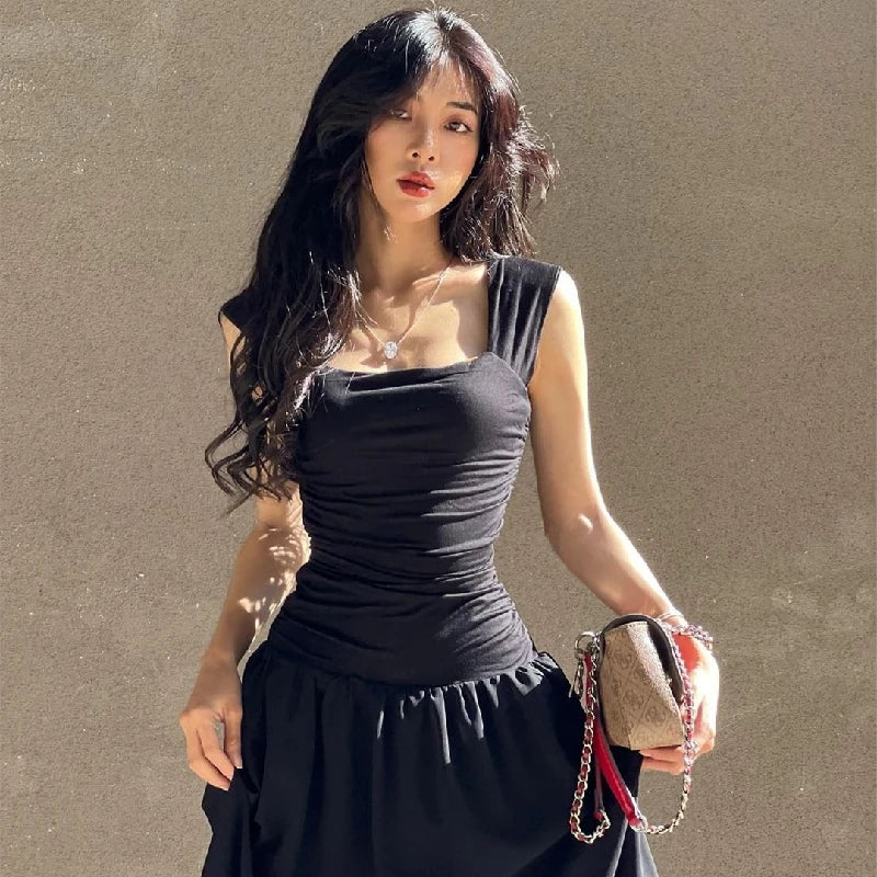 Sexy Black Maxi Dress - Summer Party Ruched Bodycon Style