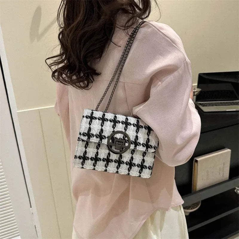 JBTP New Woven Tweed Bag Women's  Luxury Designer Handbag High Quality Brand Purse for Ladies