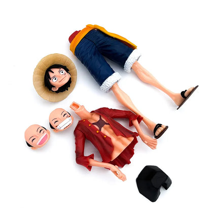 28cm One Piece Anime Figure - Confident Smiley Luffy Face Changing Action Figurine Model