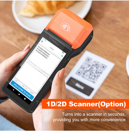 New 4G Wireless Wifi Handheld PDA Printers Android 8.1 13 POS Terminal Touch Screen Built-in 2D Barcode Scanner NFC Card Reader