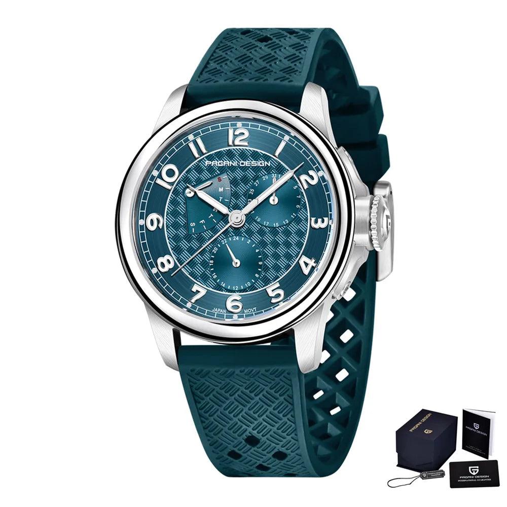 New Arrival 40mm Japan TMI VH88 Movt Sapphire Crystal Calendar 24 Hours 100M Waterproof Quartz Wristwatches for Men