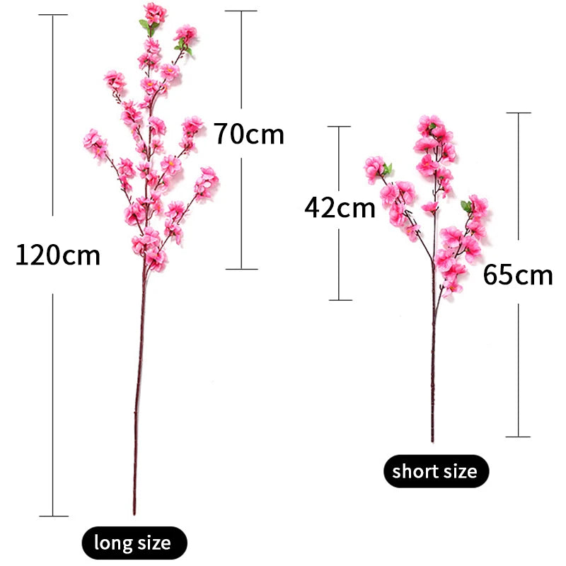 1/3/5pcs Artificial Peach Blossom Branch Spring Plum Cherry Blossom Silk Flower Tree Decoration Home Wedding DIY Decoration