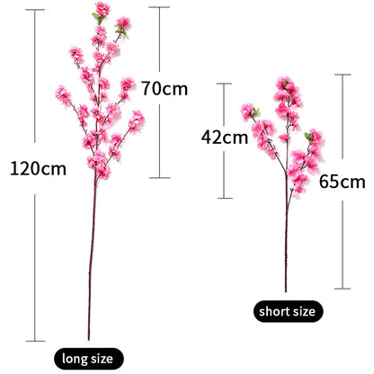 1/3/5pcs Artificial Peach Blossom Branch Spring Plum Cherry Blossom Silk Flower Tree Decoration Home Wedding DIY Decoration