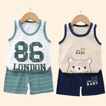 NoEnName_Null Unisex Baby Cartoon Print Pullover Shorts Set for Toddlers (Ages 1-3Y)