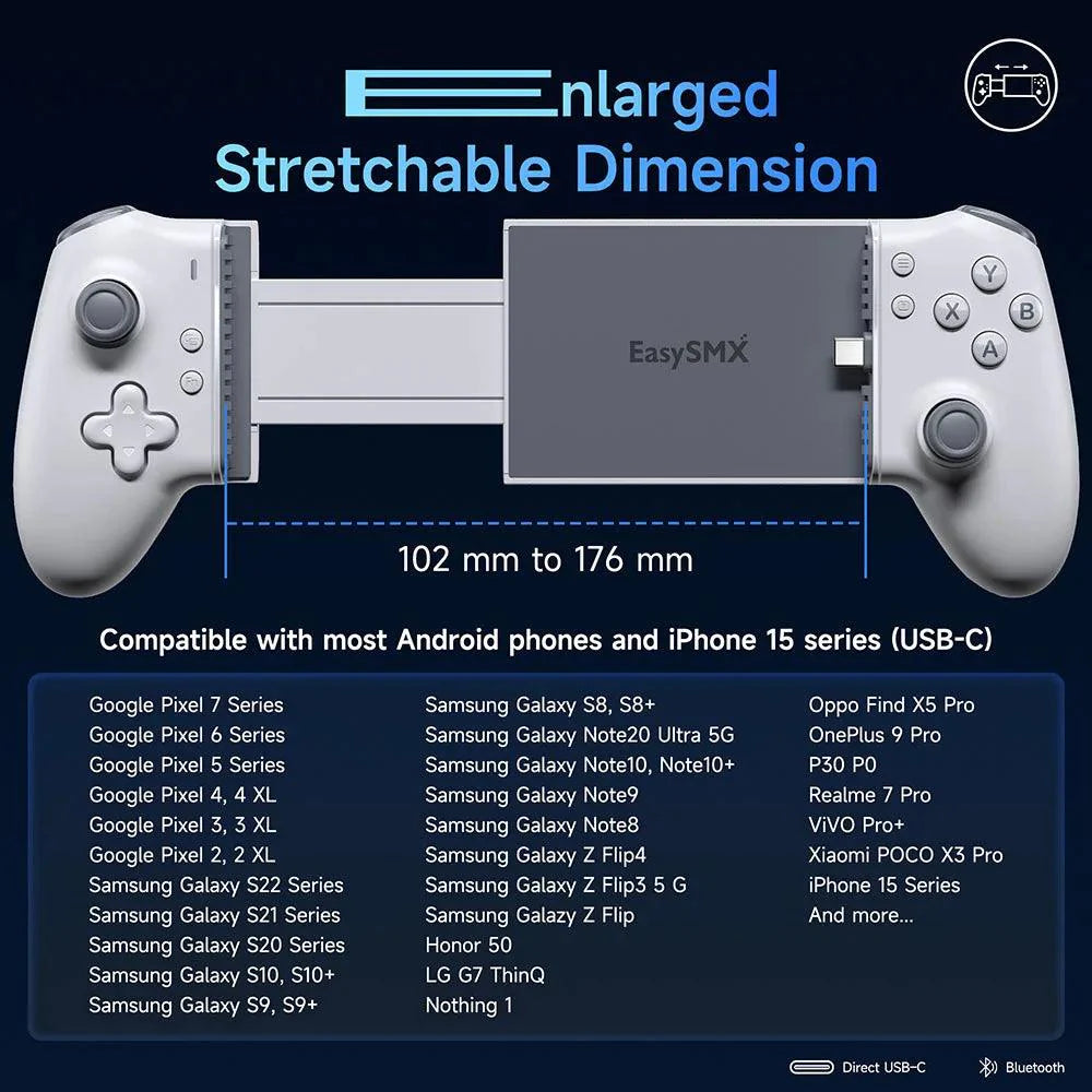 Mobile Phone Gamepad for Android Phone iPhone 15/16 Gaming Controller