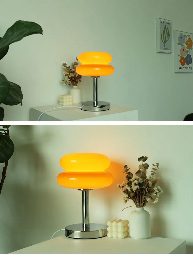 Macaron Retro Glass Table Lamp for Bedroom and Living Room