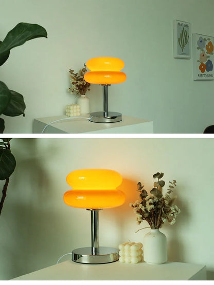 Macaron Retro Glass Table Lamp for Bedroom and Living Room