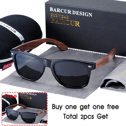 Polarized Black Walnut Wood Sunglasses for Men, UV400 Protection