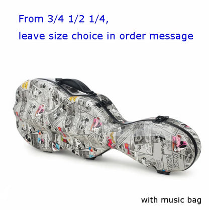 USA low tax Violin Case With Bag Fixed 4/4 3/4 1/2 1/4 Carbon Fiber Violin Box Double Shoulder Strap Spectral Bag Lock