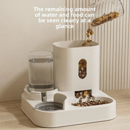Universal Pet Feeder Station - Automatic Cat Feeder and Water Dispenser for Cats and Dogs - Easy-to-Clean Plastic Material, No Battery Required, Uncharged, Space-Saving Design