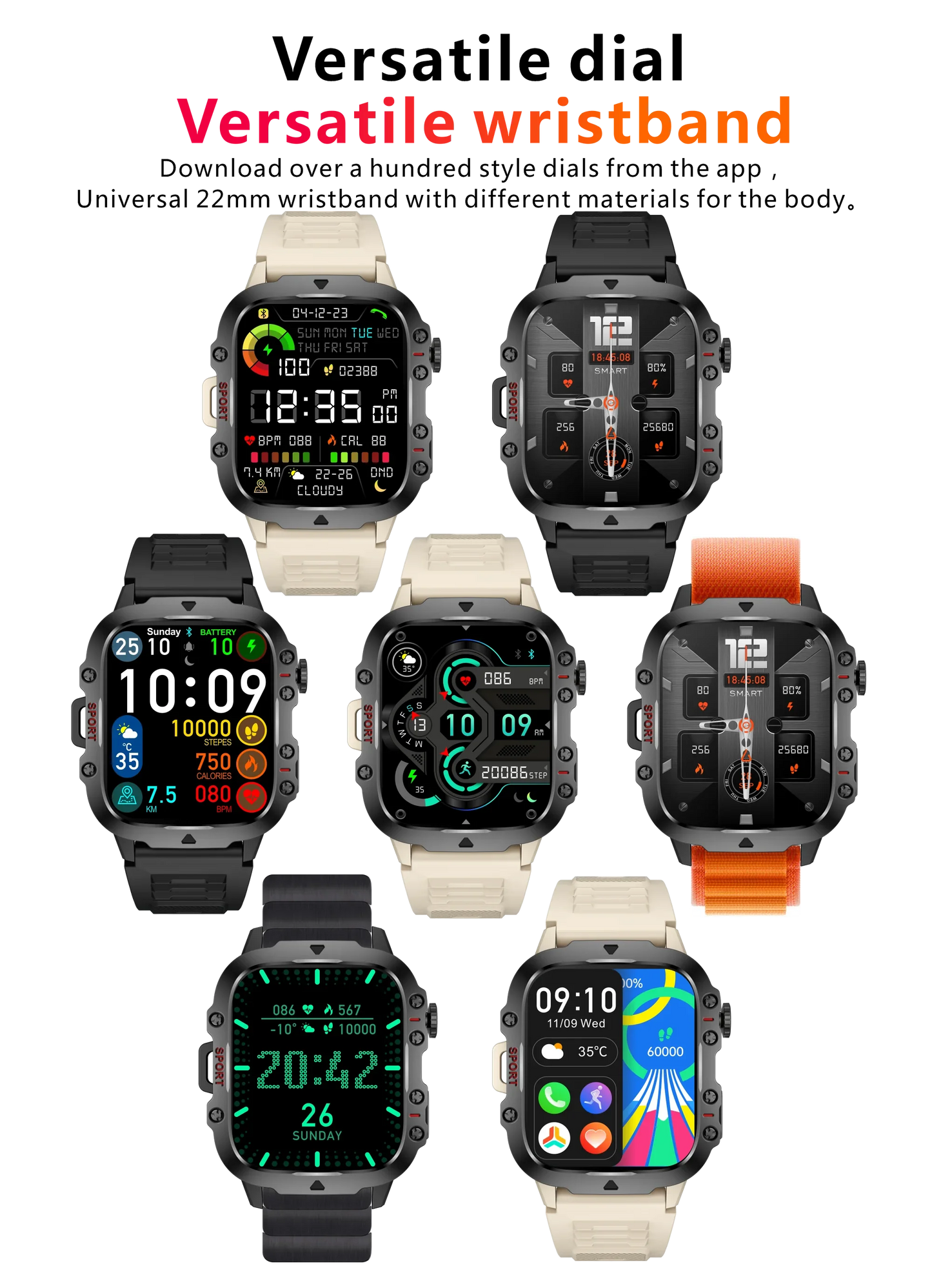 Rugged Outdoor Military Smartwatch for Men with GPS & Health Tracker