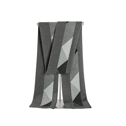 High Quality Wool Blend Scarf Men Thick Versatile Stripe Cashmere Muffler