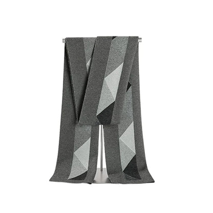 High Quality Wool Blend Scarf Men Thick Versatile Stripe Cashmere Muffler