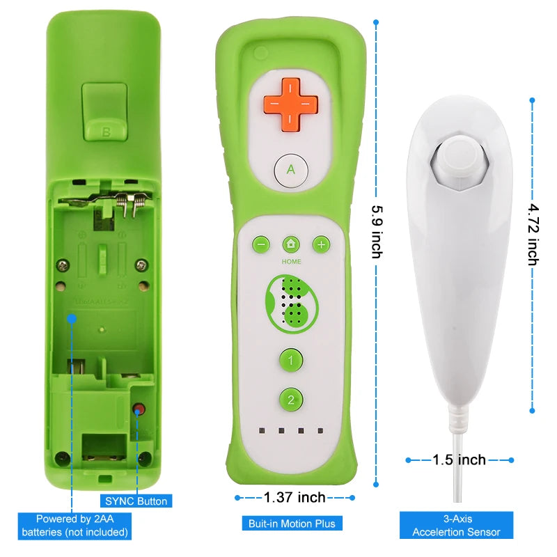 1 pair with Nunchuck Controller Set Motion Plus Remote Controller Wii Remote Controller Gamepad for Nintendo Wii Games Control