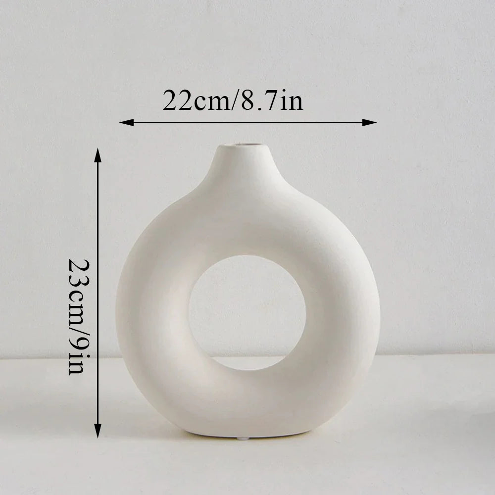 Plastic Circle Vase Donut Shape Living Room Decoration Dry Flower Vase Nordic Style Home Decor Furnishings Vase Room Decor