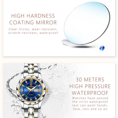 Luxury 30M Waterproof Stainless Steel Crystal Quartz Couple Watch