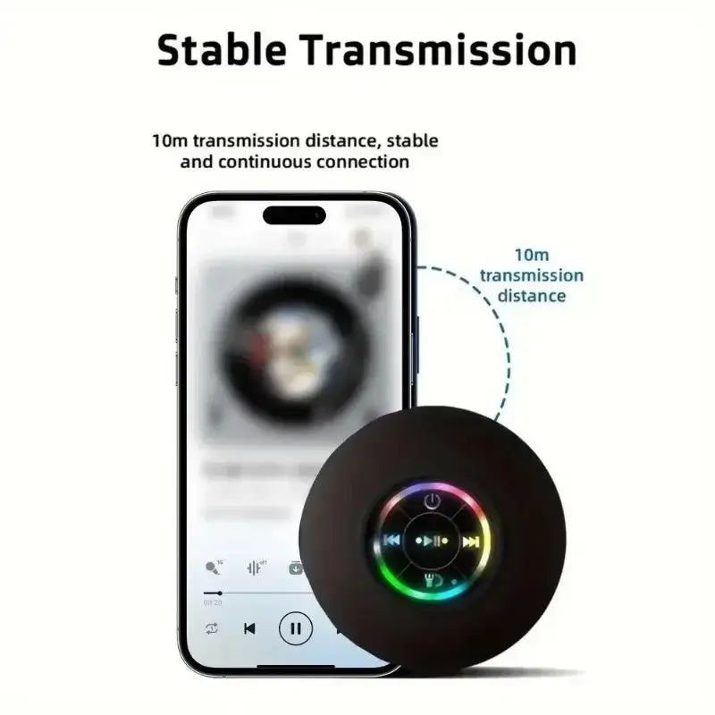 VIKEFON Portable Bluetooth Audio Ipx4 Waterproof Led Lights Bathroom Outdoor Large Suction Cup Can Be Adsorbed Wall Speaker